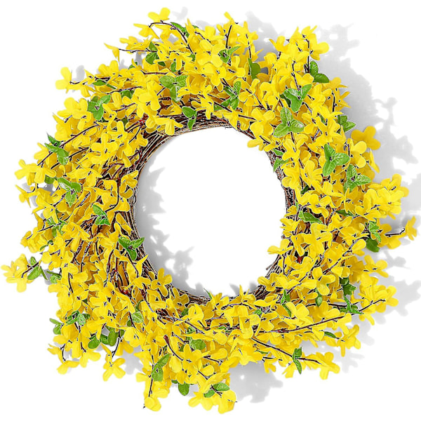 Gul Forsythia Dörrkrans 18 Tum Konstgjord Handgjord Krans Sommar Dörrdekoration Säsongsbetonad Dörrdetalj För Många Rum - -
