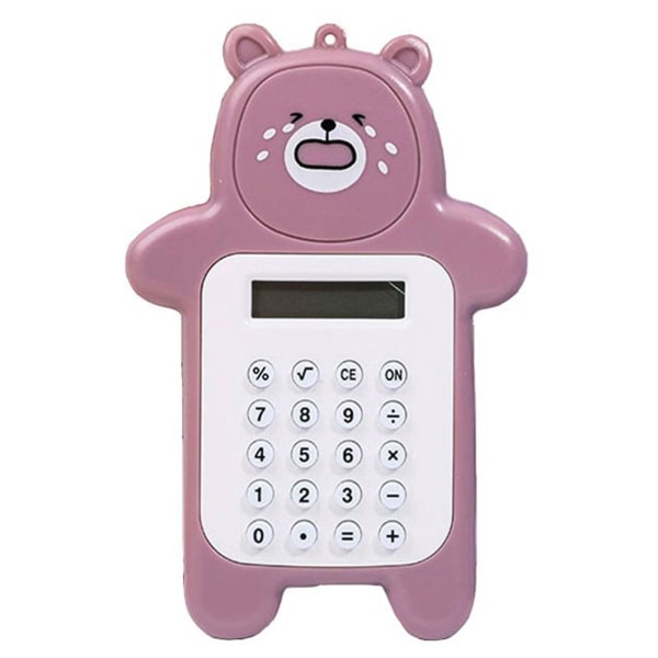 Mini Cute Bear Lommeregner Kontorartikler Værktøj ABS Cartoon Portable Student Exam Calculaders（brune）