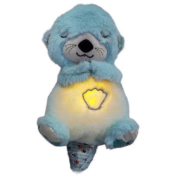 Andas Otter Plyschleksak med ljus och ljud Nyfödd baby present Alla hjärtans dag (beige)