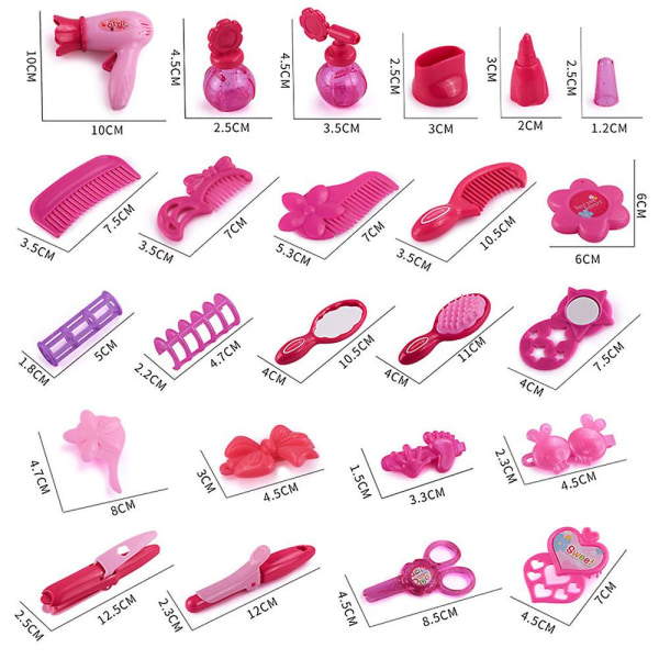 Barn Låtsas Lek Sminkleksaker Makeup Kit Frisörsimulering Plastleksaker för små flickor Klä på skönhet Accessoarer Reselåda