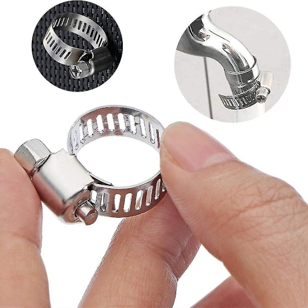 20 st Slangklämmor Set Justerbara 6-12mm Slangklämmor 304 Rostfritt Stål Klämmor Slang Blandade Rörklammer Slang
