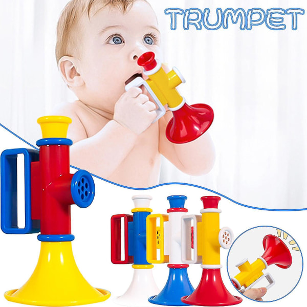 Barnpussel Trumpet Bärbara musikinstrument Leksaksträning Lungvitalitet（Gul）