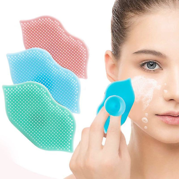 3 stk læbeformet skrubbebørste, silikoneskrubber og eksfolierende børsteværktøj til mænd Kvinder Glat og fyldigere udseende