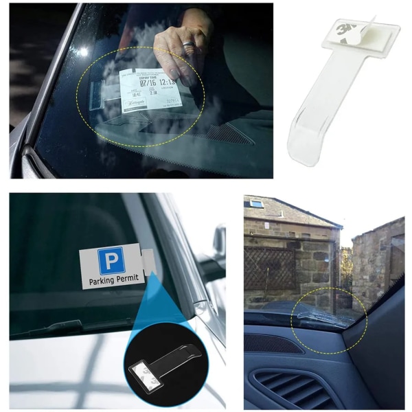 Parkeringsbiljetthållare, 4-pack Transparent Bilvindruta Biljetthållare, Korthållare med sugkopp för Bil Vindruta Transparent,