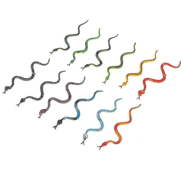12 stk høysimulerende leketøy plastslangemodell Morsom skummel slange Barnespøkeleker