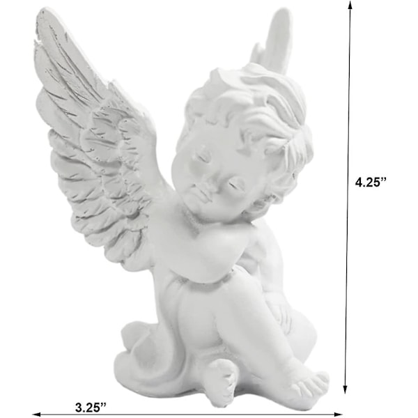 Set med 2 Resin Angel Kerubvingar Figuriner Hemträdgård Patio Angel Staty Utomhus Skulptur Hylla Samlarfigur 4.25\" (a+b)