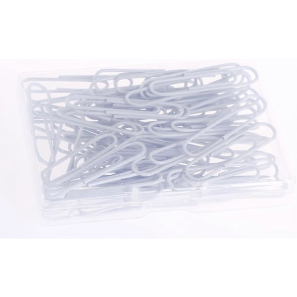 Kontor 60 st Färgade Plastbelagda Gem Metall Bokmärke Memo Anteckning Gem, 2-tum, (Vit)