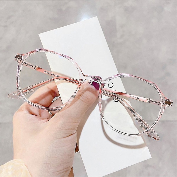 Blått lysblokkerende briller Anti-øyebelastning Moteinnfatning Vanlige overflatebriller（rosa）