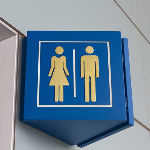 Man & Kvinna Toalettdekal WC-dekaler Toalettskyltar Toalett Toalettskyltskylt för Hem Hotellrestaurang（Guld）
