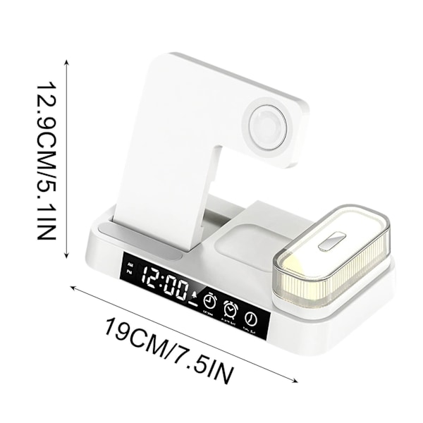 Alarmklocka RGB Nattljus Trådlös Laddningsstation 3 I 1 Snabbladdningsstation