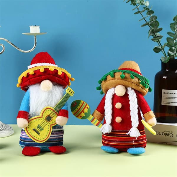 Bredbrättad hatt Rudolph dvärgdocka Musikinstrument dvärgdocka prydnad
