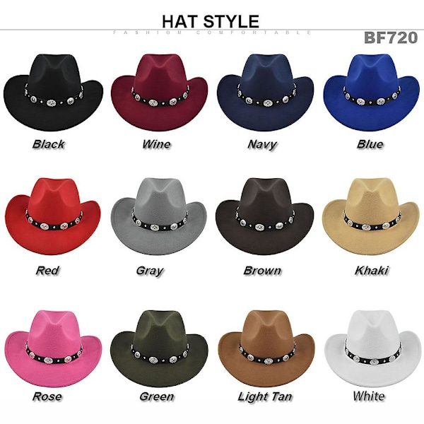 Klassisk Cowboyhatt Retro Jazzhatt Etnisk Ull Topphatt Filt Hatt Retro Faux Fårhatt Cowboyhatt