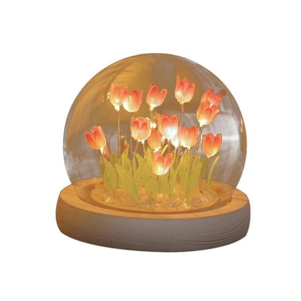 Brannsalg!tulipan Nattlys Gjør-det-selv Tulipan Mood Light Bursdag Thanksgiving Crafts Abs Bursdagsgave Atmosphere Light 2023new（rosa）