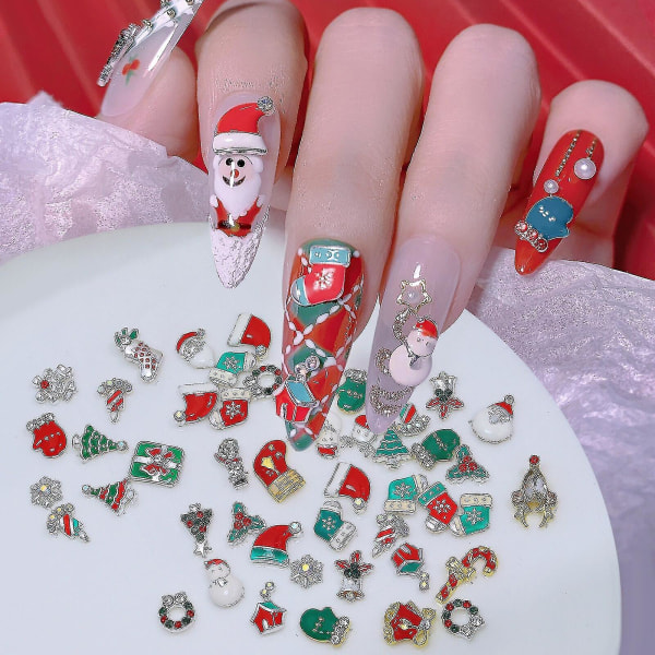 1 boks julegave hul ut negleglitter paljetter Snøflak Blandet designdekorasjoner til neglekunst Pillette negletilbehør