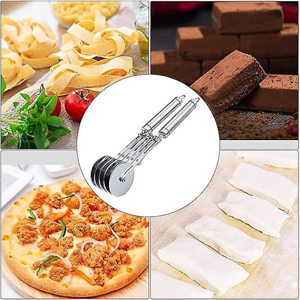 Degdelare, Pizzaskärare, Rostfritt Stål, 5 Hjul, Justerbar Kakdelare, Pizzaskärare För Kök Bakning