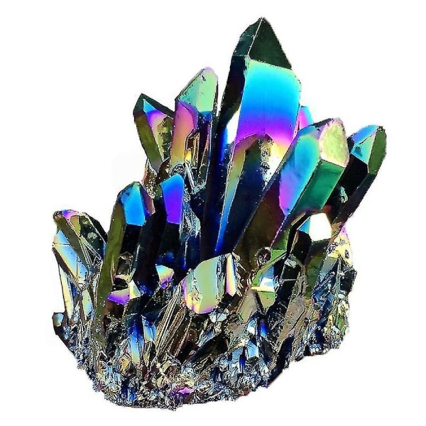 Naturlig kvartskrystal Rainbow Titanium Cluster Mineral Eximen Stones (15 g)