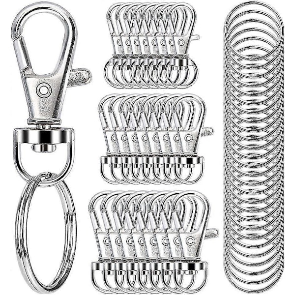 100 st Swivel Snap Hooks med Nyckelringar, Premium Metall Swivel Hummerklo-Spännen Assorterade