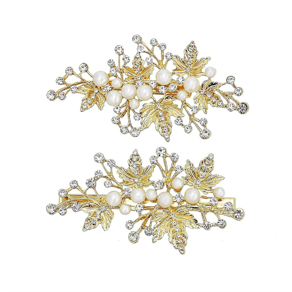 Brudslöja Hårprydnader Pärla Bröllopshårspänne Bröllop Rhinestone Hårtillbehör (guld)