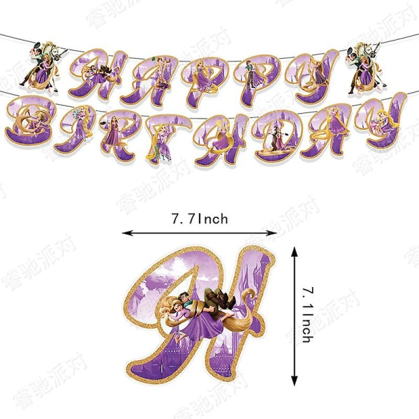 Trassligt parti hängande flagga ballongkaka Power Strip Spiralberlock Rapunzel Födelsedagsfest Dekorationstillbehör