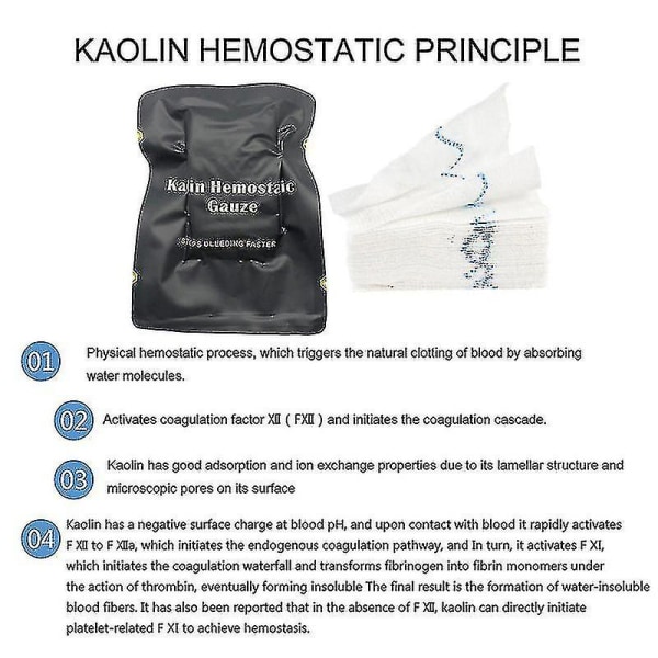 Hæmostatisk Kaolin Gaze Combat Emergency Trauma Z-fold Opløselig til Ifak Tactical