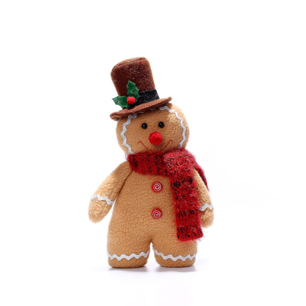 Gingerbread Man Doll Pehmolelu Pehmeät täytetyt nuket joulukoristeen koristeet - Snngv（A）