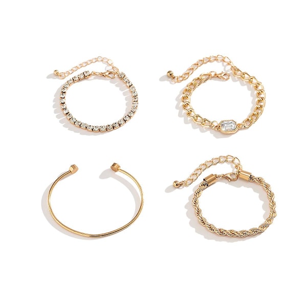 4PC Kulta Cuff Bangle Rannekoru Sarana Rannekoru Kulta Cuffs Naisten Rannekoru