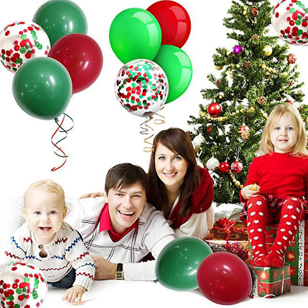Rouge Vert Ballonger, Julgransballonger 12 Tum, Ballonger Ballonger Konfetti Dekoration Ballonger Färger Ballonger Ballonger Julfest Ballonger Latex Helium (50 Stycken)