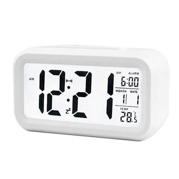 Alarm Snooze Elektronisk Smart Klocka Nattljus Termometer Digital Led Display（Vit）