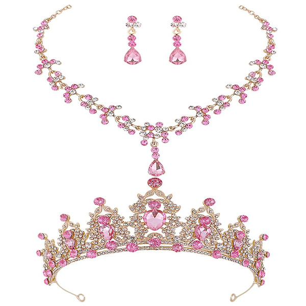 1 set bröllop brud smycken brud tiara halsband örhängen bröllopsklänning accessoarer