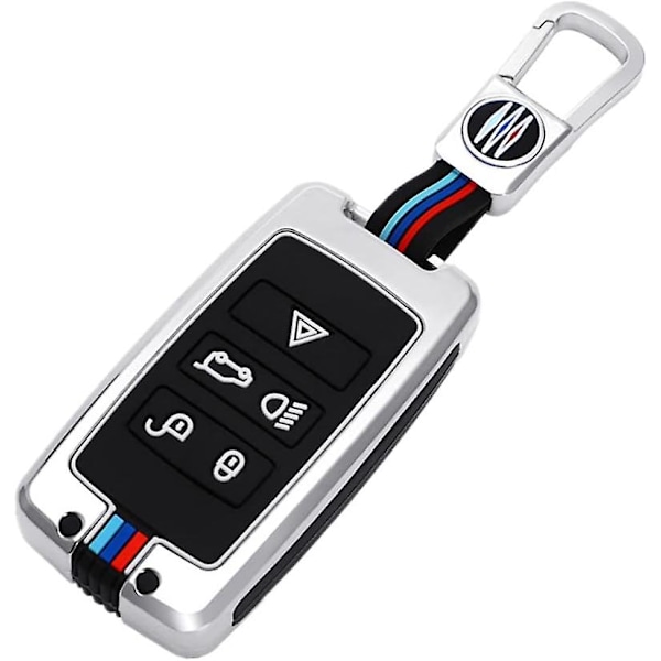 Zink-legering Bilnyckelskydd Fodral För Land Rover Lr4 Lr2 Discovery Range Rover Sport Evoque Jaguar 5 Knappar (matt Färg)（Silver）