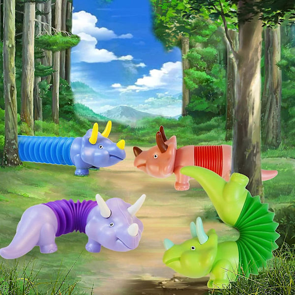Pop Tubes Fidget Pop Tubes Fidget Tubes För Ångestlindring Leksaker Stressavlastande Leksaker Sinnesleksaker För Barn Och Vuxna (Triceratops)