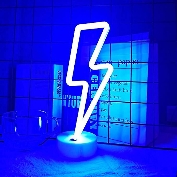 Blixt neon skyltlampa med bas sovrum LED-belysning (blå)