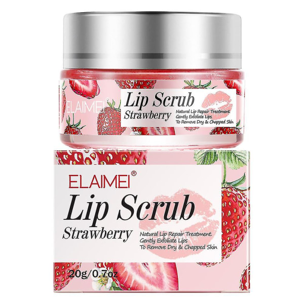 Lip Scrub Balm, Kvinder lysner læber Scrub Lip Scrub Exfoliator Moisturizer eller revnede kedelige læber Plumping Care Scrub Supplies（Strawberry）