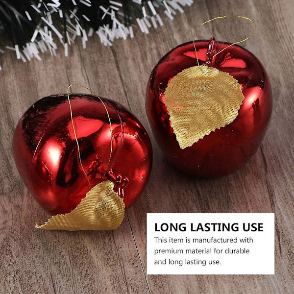 24 st juläpplen Ornament Julgran Äpplen Hängande Dekoration Okrossbar Julgranskulor för Semesterfest Favoriter Röd