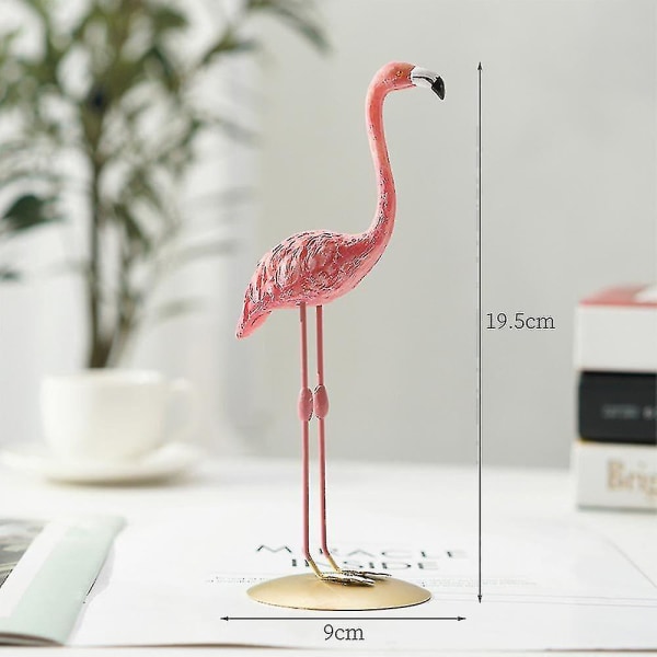 Stående Rosa Flamingo Staty Desktop Skulptur Ornament Heminredning