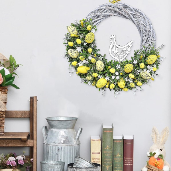 Påskekrans Flat utskrift Egg Garland anheng med hengende kanin dekorasjon Home Decor