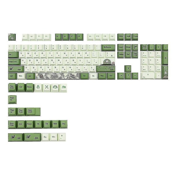 Gröna Matcha Keycaps Set - 127 Keys Oem Profile Pbt Dye Sublimation Key-covers