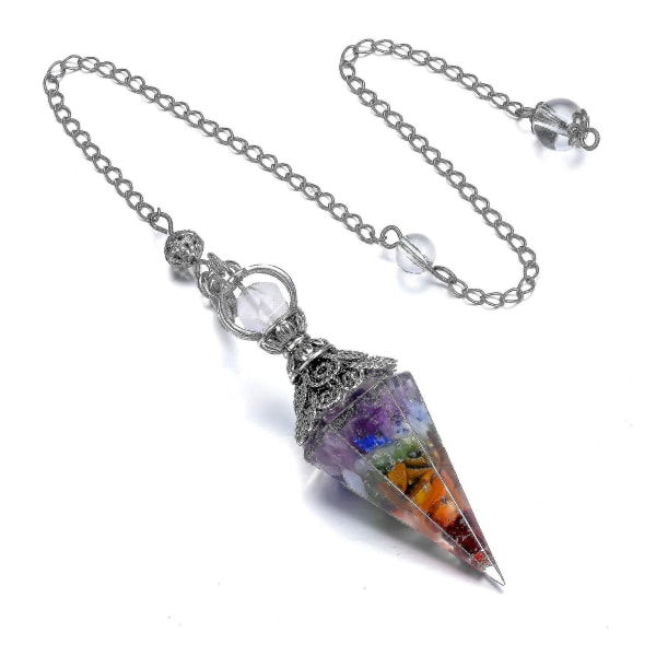 Chakra Krystallpendel Sekskantet Reiki Healing Crystal Points Gemstone Dowsing Pendel（Aquamarine）