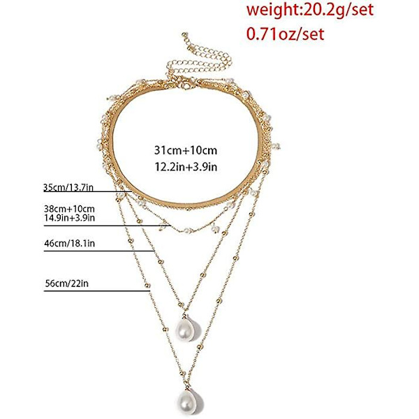 5-kerroksinen kultapunkkiketju kerrostettu kaulakoru hienohelmiset helmiripustimet pitkät choker-kaulakorut korut naisille
