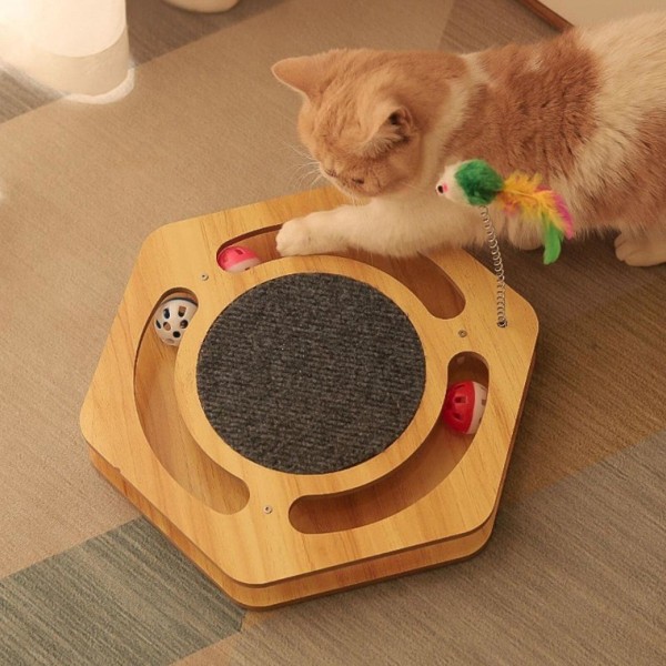Interaktiv Cat Scratcher Leke med Track Ball For Cats