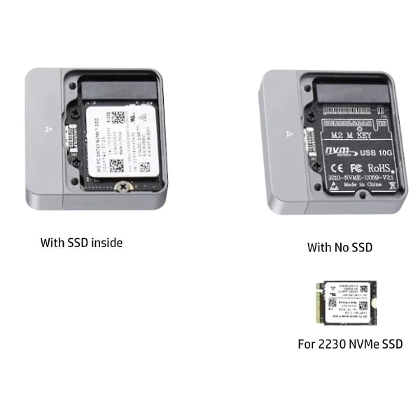 M.2 NVMe 2230 SSD -kotelo USB C -sovitin 10 Gbps USB3.2 Gen2 ulkoinen kotelo M2 2230 NVMe SN7:lle