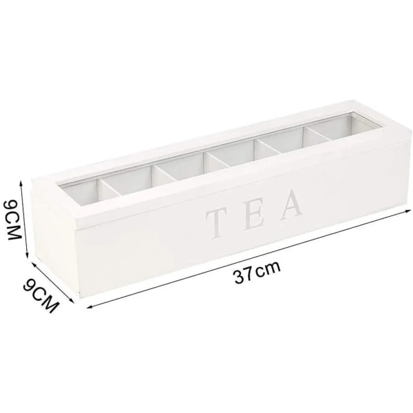 Telåda av trä | Telåda i färgerna vit | Tea kista med 6 fack