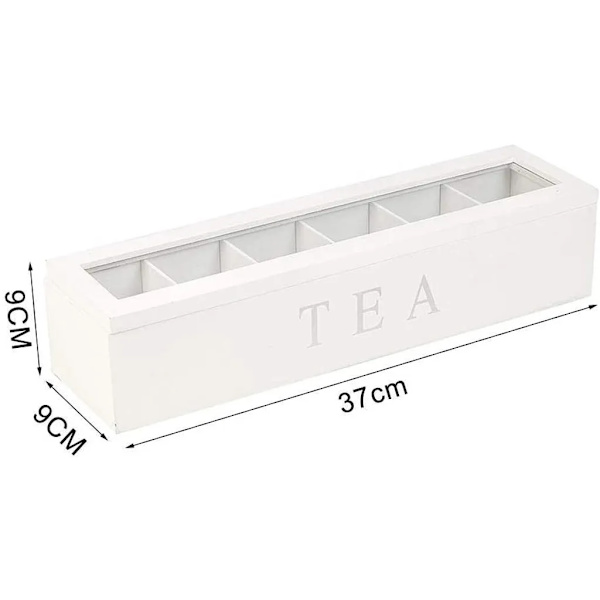 Trälåda för te | Tebox i svart | Tekista med 6 fack