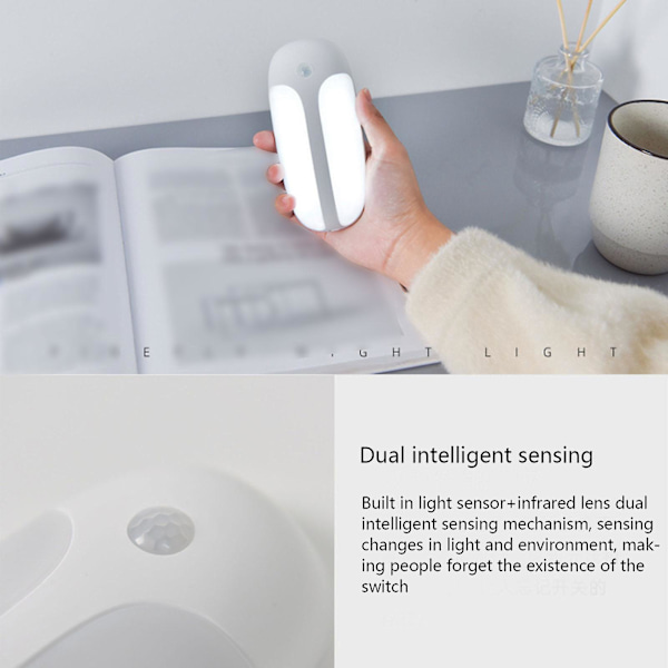 Led-lampor för säng Led rörelsesensor skåp, under diskbänk garderob belysning, trådlös USB uppladdningsbar kök nattlampor, batteridriven, 14