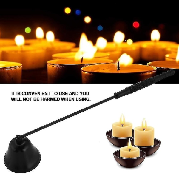 Kynttilän nuuska, ruostumattomasta teräksestä valmistettu pitkäkahvainen kynttilän tulppa Turvallinen sammutussammutin liekin sammuttamiseen (musta)
