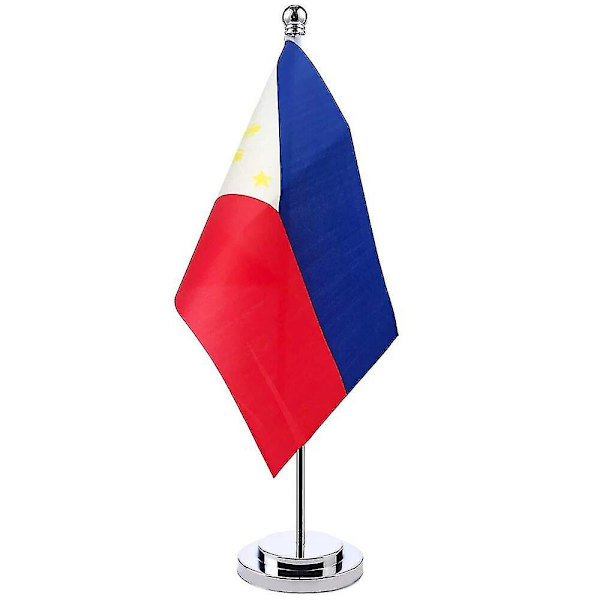 14x21cm Kontorsbordsflagga Filippinerna Banner Styrelserum Bord Stång Pol Pambansang Watawat Skåp Flagga Mötesrum Dekor