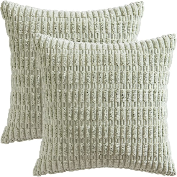 2-pack Dekorativa Kuddfodral i Manchester 50x50 cm Mjuka Boho-randiga Kuddfodral Modern Bondgårdsstil Heminredning för Vår Soffa Vardagsrum C