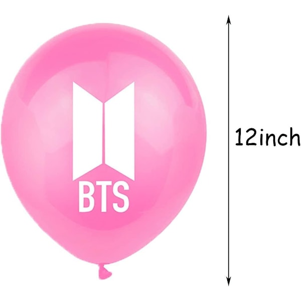 24 st Bts Ballonger, 12\" Bts Latexballonger Bts Födelsedag Dekorationer, Bts Festtillbehör För Fans Rosa