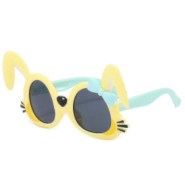 Polariserte solbriller for barn Søte kaninører Sommerbriller Myke silikonsolbriller Flerfarge valgfritt（Gul）