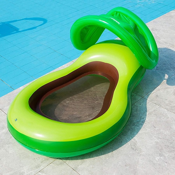 Avocado Pool Float med Tak för Barn, 119 cm x 77 cm Uppblåsbar Avocado Pool Float med Skugga, Vattenkul Stort Uppblåsbar Sommarstrand Bad Float